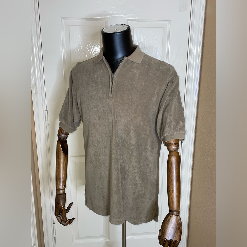 Vintage! Polo by Ralph Lauren Men's Tan Terry Cloth Zipper Shirt